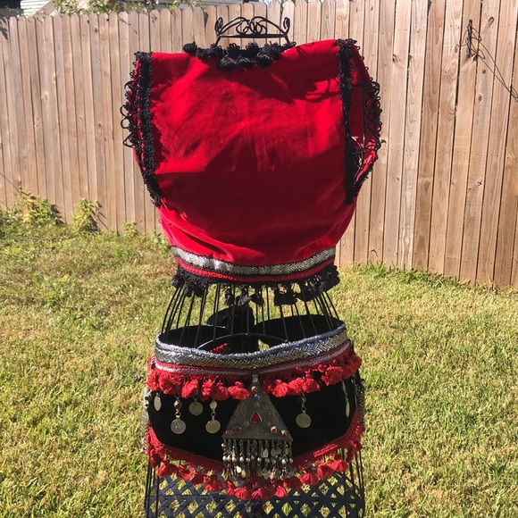 Velvet Belly Dance Vest Bra and Hip Scarf - Picture 8 of 15